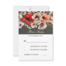 Floral Chalkboard Gold Foil Wedding RSVP-kaarten