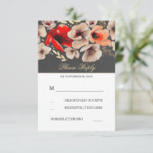 Floral Chalkboard Gold Foil Wedding RSVP-kaarten RSVP Kaartje (Staand voorkant)
