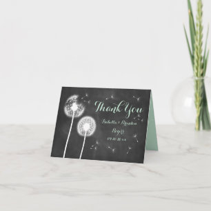 Floral Chalkboard Hartelijk dank (mint) Bedankkaart