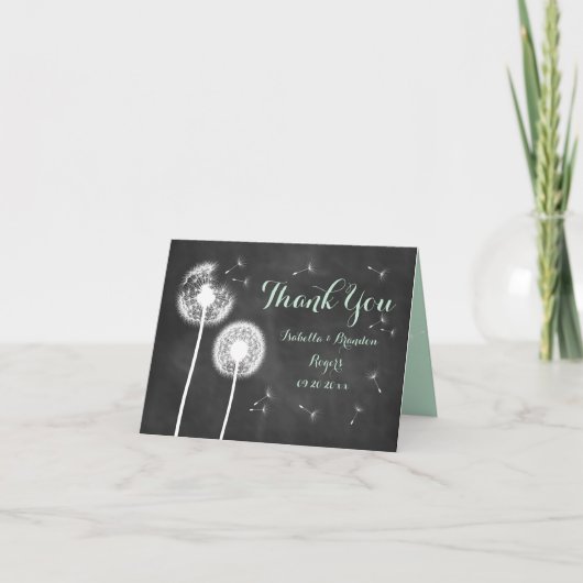 Floral Chalkboard Hartelijk dank (mint) Bedankkaart (Voorkant)