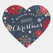 Floral Chalkboard Kerstmis | Hart-Sticker Hart Sticker (Voorkant)