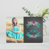 Floral Chalkboard Klasse van 2015 Afstuderen Kaart (Staand voorkant)