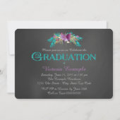 Floral Chalkboard Klasse van 2015 Afstuderen Kaart (Achterkant)