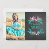 Floral Chalkboard Klasse van 2015 Afstuderen Kaart (Voorkant)