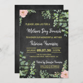 Floral Chalkboard Moederdag Brunch Uitnodiging (Voorkant / Achterkant)