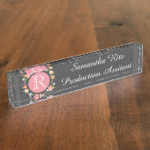 Floral Chalkboard Naambordje (Zijkant)