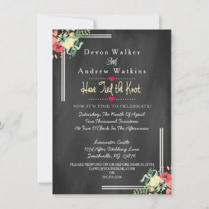 Floral Chalkboard Post Wedding Invite Kaart