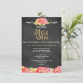 Floral Chalkboard Post Wedding Party Kaart (Staand voorkant)