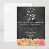 Floral Chalkboard Post Wedding Party Uitnodiging (Voorkant / Achterkant)