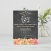 Floral Chalkboard Post Wedding Party Uitnodiging (Staand voorkant)