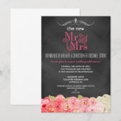 Floral Chalkboard Post Wedding Party Uitnodiging (Voorkant / Achterkant)