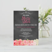 Floral Chalkboard Post Wedding Party Uitnodiging (Staand voorkant)