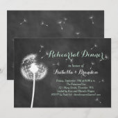 Floral Chalkboard repesal Dinner Invite (mint) Kaart (Voorkant / Achterkant)