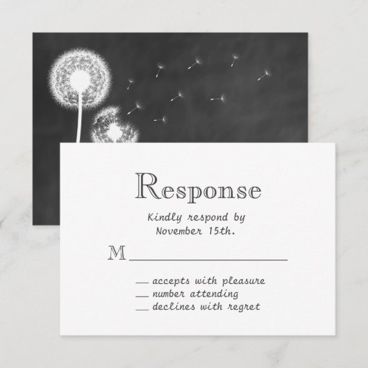 Floral Chalkboard RSVP (Voorkant / Achterkant)