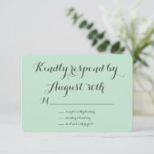 Floral Chalkboard RSVP (mint) Kaartje (Staand voorkant)