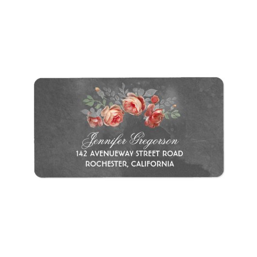 Floral Chalkboard Rustic Wedding Etiket (Voorkant)