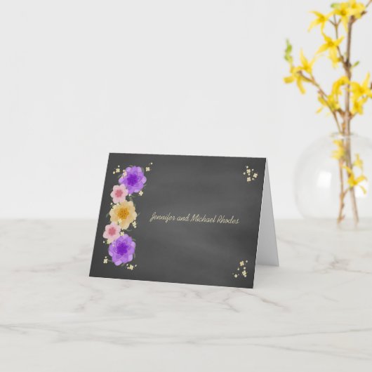 Floral Chalkboard Rustic Wedding Kaart (Gele Bloem)