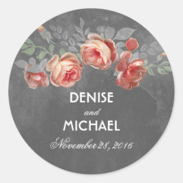 Floral Chalkboard Rustic Wedding Ronde Sticker