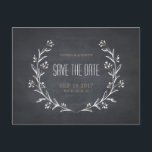 Floral chalkboard rustige bruiloft behalve de datu aankondigingskaart<br><div class="desc">met de hand getekend, bloemkrulvormig ontwerp op de achtergrond van het karton, gesofisticeerd en elegant, perfect voor land, ritueel huwelijk; of een vintage bruiloft in de winter. Neutrale kleurstructuur, zwart-wit met een beetje gouden taupe. Eigen je eigen briefkaart, behalve de datum voor je bruiloft. Bekijk alle overeenkomende stukken in dit...</div>