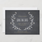 Floral chalkboard rustige bruiloft behalve de datu save the date (Voorkant)