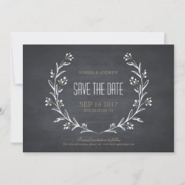 Floral chalkboard rustige bruiloft behalve de datu save the date
