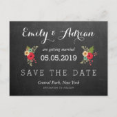 Floral Chalkboard Save the Date Briefkaarten (Voorkant)