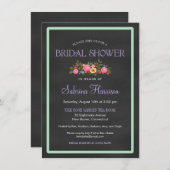 Floral Chalkboard Style Bridal Shower-uitnodiginge Kaart (Voorkant / Achterkant)