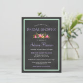 Floral Chalkboard Style Bridal Shower-uitnodiginge Kaart (Staand voorkant)