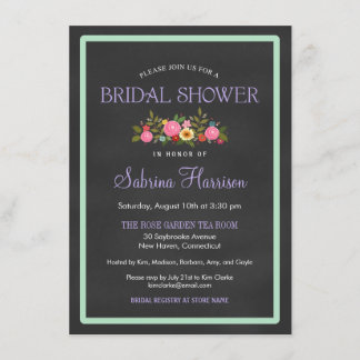 Floral Chalkboard Style Bridal Shower-uitnodiginge Kaart