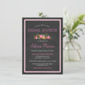 Floral Chalkboard Style Bridal Shower-uitnodiginge Kaart (Staand voorkant)