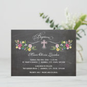 Floral Chalkboard | Uitnodiging voor Girl Baptism (Staand voorkant)
