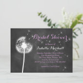 Floral Chalkboard Vrijgezellenfeest Invite (paars) Kaart (Staand voorkant)