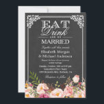 Floral Chalkboard Wedding EAT Drink en moet getrou Kaart<br><div class="desc">Creëer uw perfecte uitnodiging met deze vooraf ontworpen sjablonen, kunt u het gemakkelijk personaliseren om uniek van u te zijn. Voor verdere aanpassing, te klikken gelieve de "pas verder"verbinding aan en ons makkelijk te gebruiken ontwerphulpmiddel te gebruiken om deze sjabloon te wijzigen. Als u de voorkeur geeft aan Zelfkleerpapier/matte afwerking,...</div>