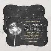 Floral Chalkboard Wedding Invitation (geel) Kaart (Voorkant / Achterkant)