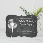 Floral Chalkboard Wedding Invitation (Munt) Kaart (Staand voorkant)