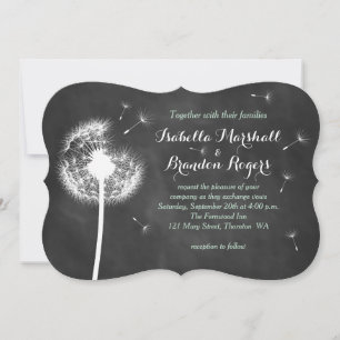 Floral Chalkboard Wedding Invitation (Munt) Kaart