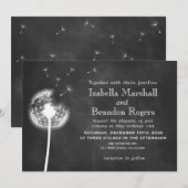 Floral Chalkboard Wedding Invite (wit) Kaart (Voorkant / Achterkant)