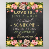  Floral Chalkboard Wedding Sign: Liefde is... Poster (Voorkant)