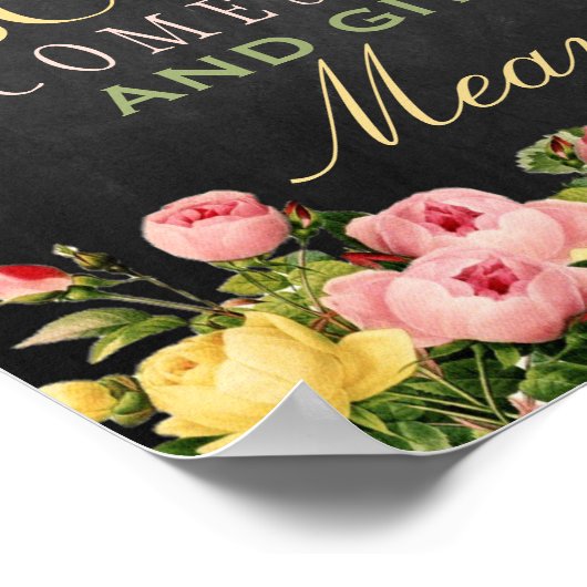  Floral Chalkboard Wedding Sign: Liefde is... Poster (Hoek)