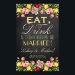 Floral Chalkboard Wedding Welkomstteken Poster<br><div class="desc">15 x 24-inch Floral Chalkboard Wedding Welcome Sign. Eat, Drink & Morgen worden gehuwd! Geweldig voor huwelijksrepetities, bruidjes en trouwdouches en huwelijksreceptie. Voeg uw eigen namen en datum eenvoudig toe aan dit verbluffende poster van 15 x 24 inch. Klik op de knop "Aanpassen" om de lettertypekleur, grootte en opmaak te...</div>