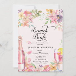Floral Champagne | Bridal Shower Brunch Kaart