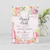 Floral Champagne | Bridal Shower Brunch Kaart (Staand voorkant)