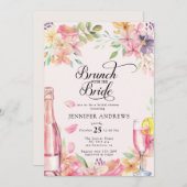 Floral Champagne | Bridal Shower Brunch Kaart (Voorkant / Achterkant)