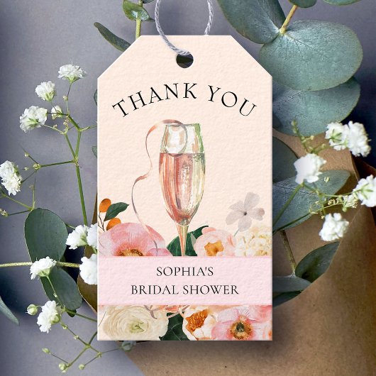 Floral Champagne Brunch & Bubbly Vrijgezellenfeest Cadeaulabel