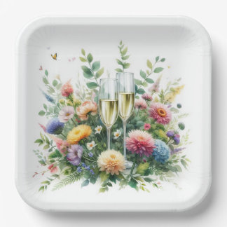 Floral Champagne Garden Plates Papieren Bordje