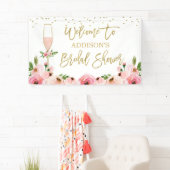 Floral Champagne Glas Vrijgezellenfeest Banner (Insitu)