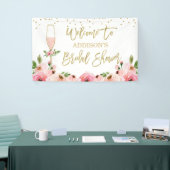 Floral Champagne Glas Vrijgezellenfeest Banner (Beurs)