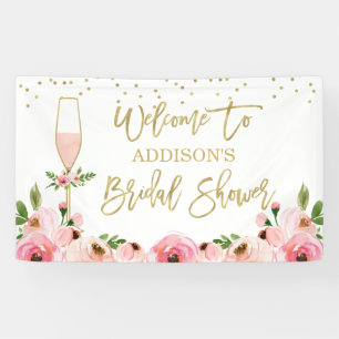 Floral Champagne Glas Vrijgezellenfeest Banner