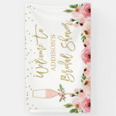 Floral Champagne Glas Vrijgezellenfeest Banner (Verticaal)