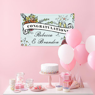 Floral Champagne Milestone Gefeliciteerd Spandoek